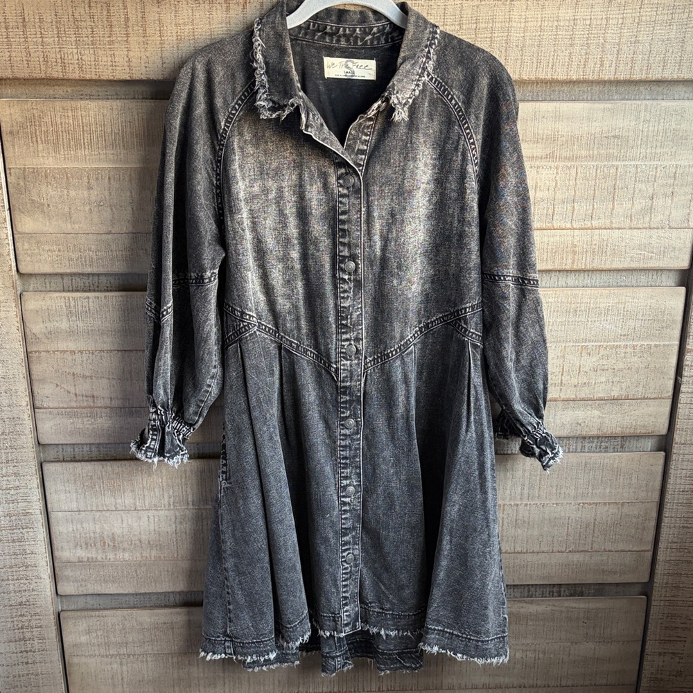 We The Free Hannah Black Denim Mini Dress